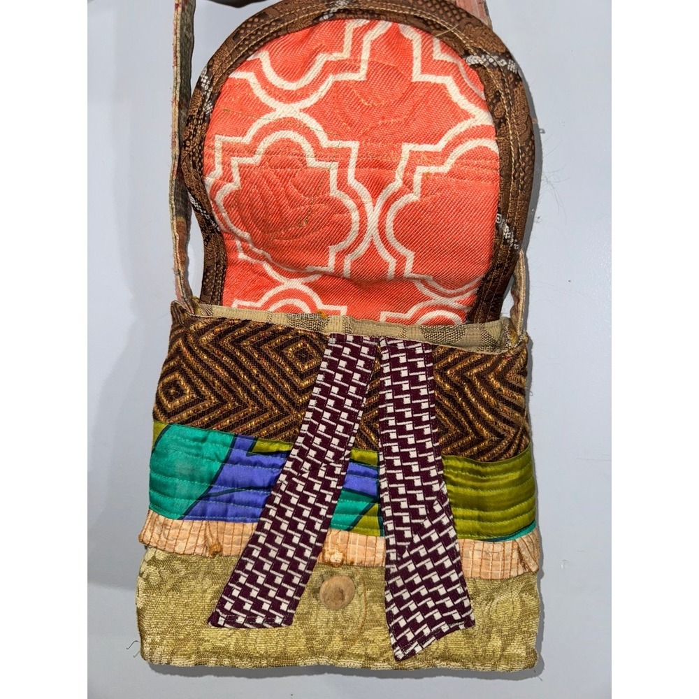 Handbags for Healing crewel stitched fabric ruffle handmade crossbody bag purse - Picture 3 of 12